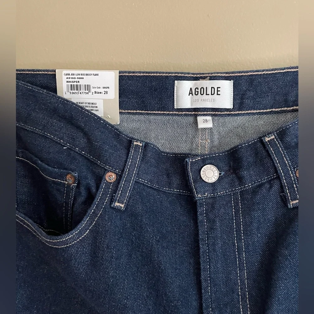 Agolde NWT size 28 Clara Jeans 
Low Rise Baggy Flare whisper dark blue - Picture 6 of 13